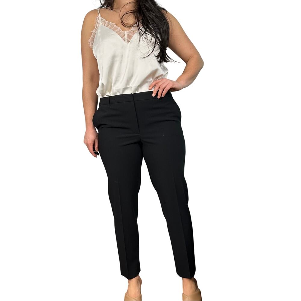DKNY Black Mid Rise Straight Leg Ankle Pleated Dress Pants